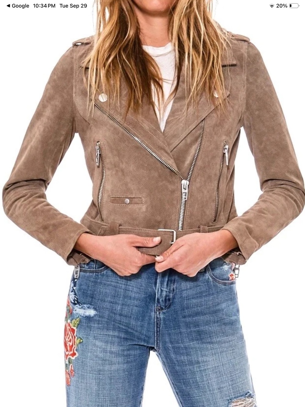 [BLANKNYC] Suede Moto Jacket, Sand Stoner, Medium